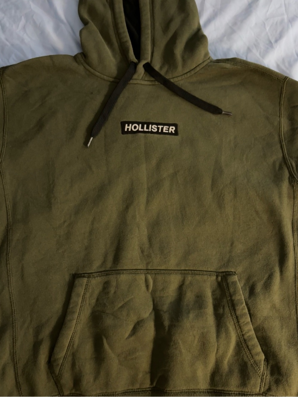 Hollister Men's Army Green Hoodie